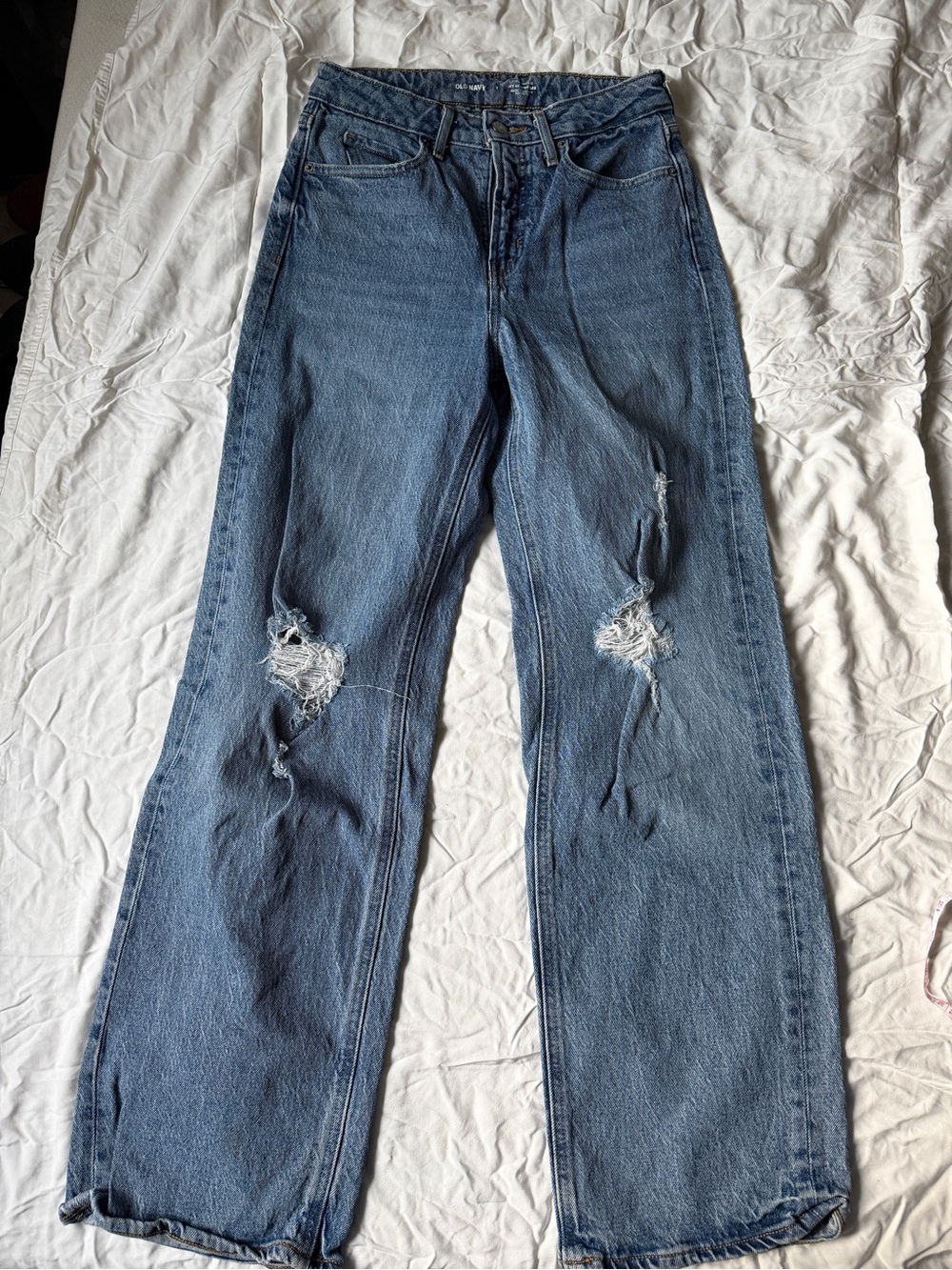 Old Navy Blue Straight-Leg Distressed Women’s Jeans